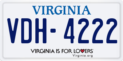 VA license plate VDH4222