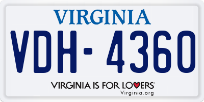 VA license plate VDH4360