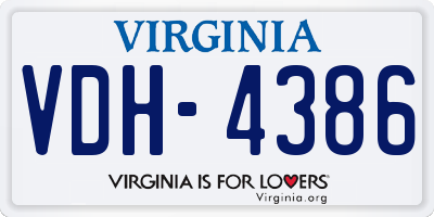 VA license plate VDH4386