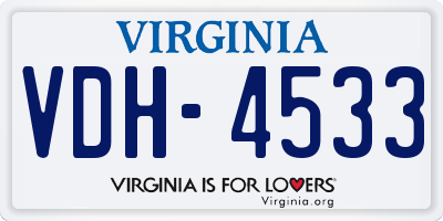 VA license plate VDH4533