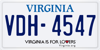 VA license plate VDH4547