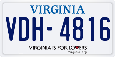 VA license plate VDH4816