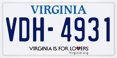 VA license plate VDH4931