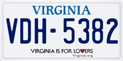 VA license plate VDH5382