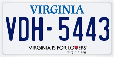 VA license plate VDH5443