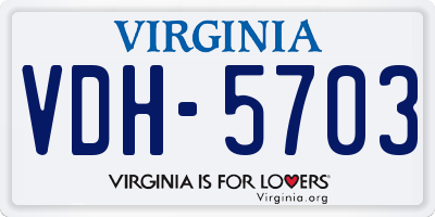 VA license plate VDH5703