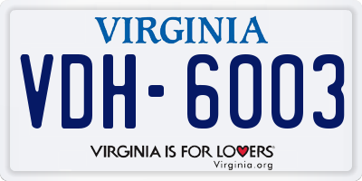 VA license plate VDH6003
