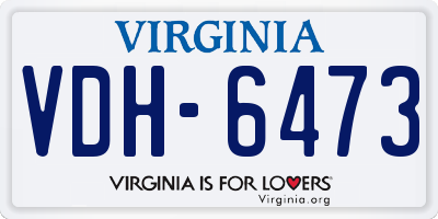 VA license plate VDH6473