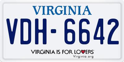 VA license plate VDH6642