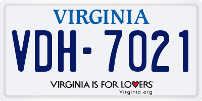VA license plate VDH7021