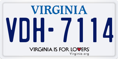 VA license plate VDH7114