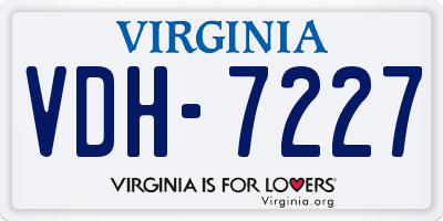 VA license plate VDH7227