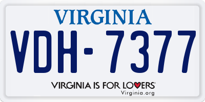 VA license plate VDH7377