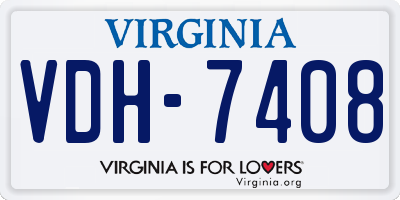 VA license plate VDH7408