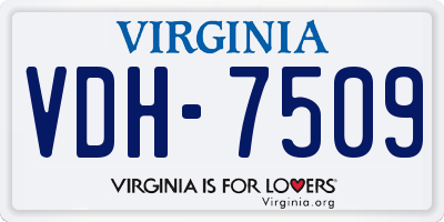 VA license plate VDH7509
