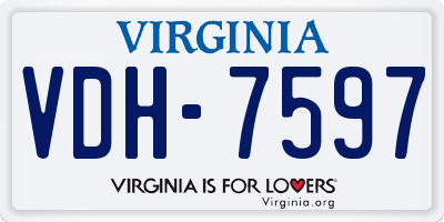 VA license plate VDH7597