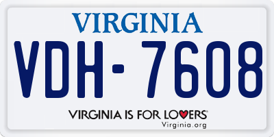 VA license plate VDH7608