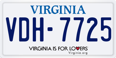 VA license plate VDH7725