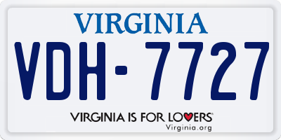 VA license plate VDH7727