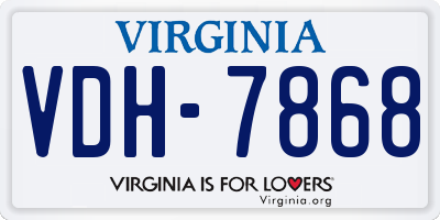VA license plate VDH7868