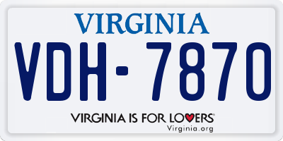 VA license plate VDH7870