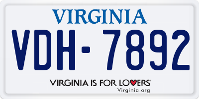 VA license plate VDH7892