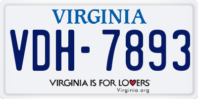 VA license plate VDH7893