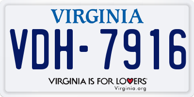 VA license plate VDH7916