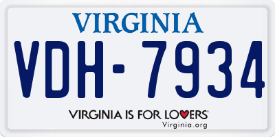 VA license plate VDH7934
