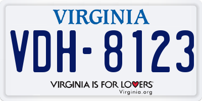 VA license plate VDH8123