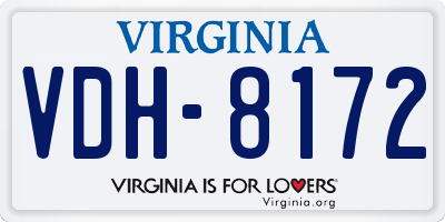 VA license plate VDH8172