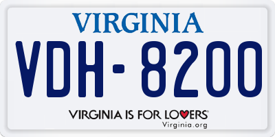 VA license plate VDH8200