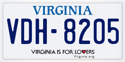 VA license plate VDH8205