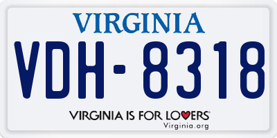 VA license plate VDH8318