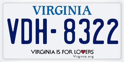 VA license plate VDH8322