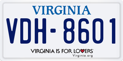 VA license plate VDH8601