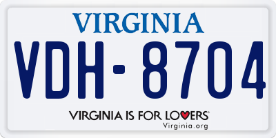 VA license plate VDH8704