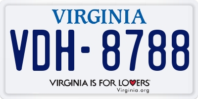 VA license plate VDH8788