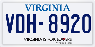VA license plate VDH8920