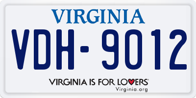 VA license plate VDH9012