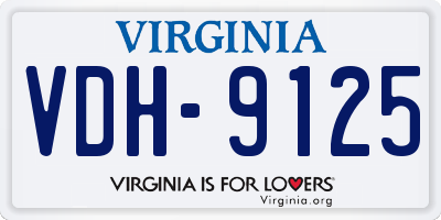 VA license plate VDH9125