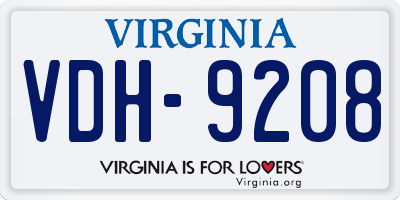 VA license plate VDH9208
