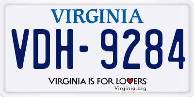 VA license plate VDH9284