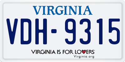 VA license plate VDH9315