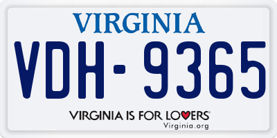VA license plate VDH9365