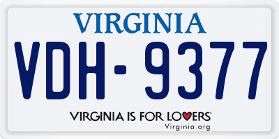 VA license plate VDH9377