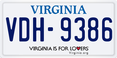VA license plate VDH9386