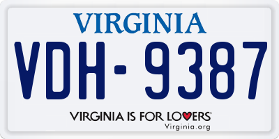VA license plate VDH9387