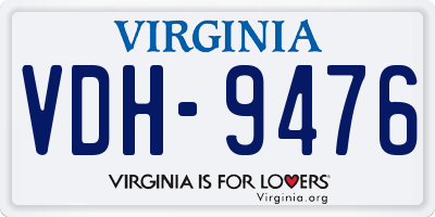 VA license plate VDH9476