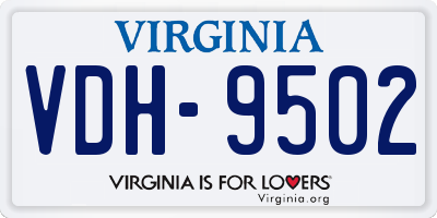 VA license plate VDH9502